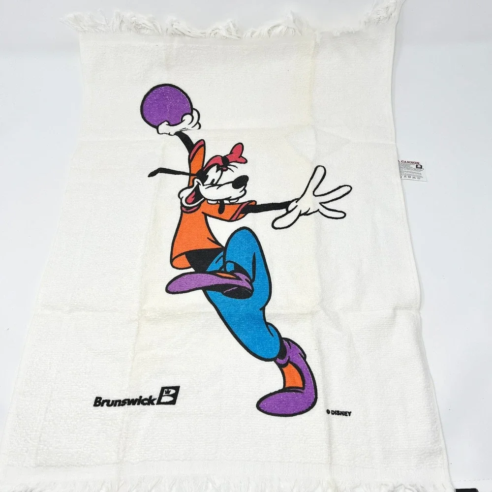 Vintage Disney Brunswick Goofy Bowling‎ Towel Cannon White Cotton Made in USA
